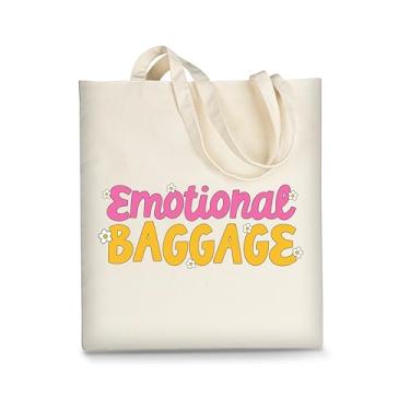 Imagem de AUSVKAI Sacola de lona estética para mulheres, lindas bolsas de algodão de tecido para compras na faculdade na praia e presentes modernos, Emocional bagagem, Large