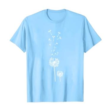 Imagem de Camisetas femininas fofas gola redonda girassol flores silvestres estampa casual camiseta colorida blusa manga longa, Azul claro, M