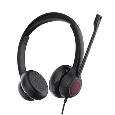 Imagem de Fone de ouvido VoicePro 80 Office com fio para computador com luz ocupada do time | Microfone com cancelamento de ruído | Controle de chamadas em linha | Compatível com todas as plataformas de chamada