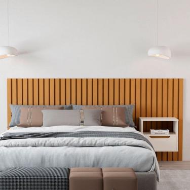 Imagem de Cabeceira Queen Maracá com Mesa de Cabeceira Nature/Perola - Jb Bechara