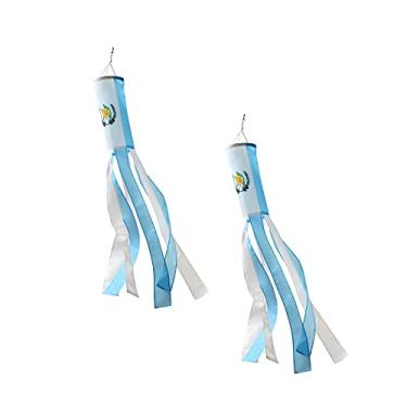 Imagem de Meias de vento com bandeira guatemalteca da Guatemala, pacote com 2, listras para bandeira de jardim e quintal, à prova d'água, adequadas para todas as estações, 101 cm.