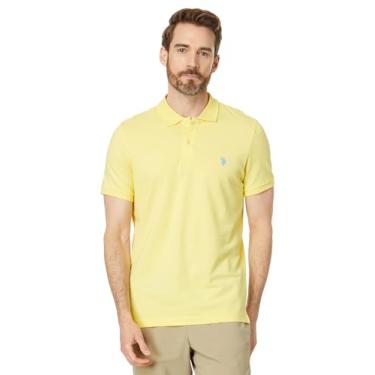 Imagem de U.S. Polo Assn. Camisa polo masculina slim fit lisa piquê, Amarelo californiano, GG