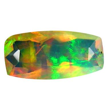 Imagem de 2,31 ct AAA+ Grade Gem Quality Cushion Cut (14 x 7 mm) Opala arco-íris etíope não aquecida genuína e extraída da terra pedra preciosa solta