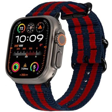 Imagem de Carterjett Pulseira compatível com Apple Watch de 45 mm, 44 mm, 42 mm, pulseiras esportivas de nylon para iWatch azul marinho e vermelho, fivela de laço militar resistente para séries 8, 7, 6, 5, 4, 3 2 1 Nike Sport (45, 44 42 S/M/G, faixa de marinheiro)