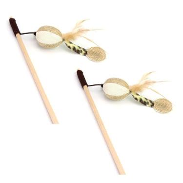 Imagem de Legou Bastão de provocação de madeira para animais de estimação, brinquedos para gatos, bastão de provocação, cor da imagem 2 2 peças