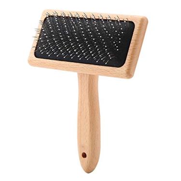 Imagem de Escova para Gatos e Cachorros, Escova para Desembaraçar Animais de Estimação Com Cabo de Madeira, Escova de Massagem para Cães, para Remover Esteiras e Cabelos Emaranhados