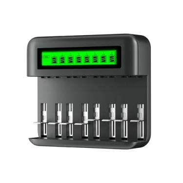 Imagem de Carregador pilha 8 Bay USB AAA AA C D SC Ni-Mh Ni-Cd