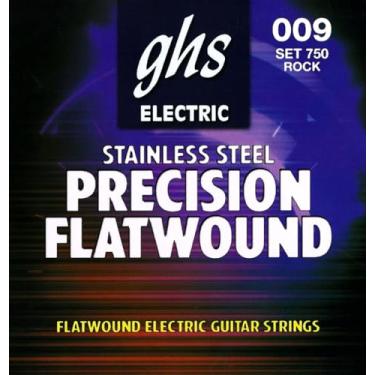 Imagem de GHS Conjunto de cordas flatwound da Precision Flats para guitarra elétrica - 750 - Rock - 009/042