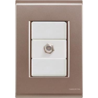 Imagem de Cj Tomada conexão TV SAT Coaxial Liz Ouro Velho Tramontina completo pr