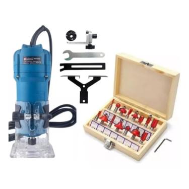 Imagem de Tupia Laminadora 900w + Jogo De Fresas 15 Peças 6mm 30000rpm (110, Volts)