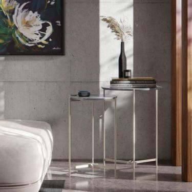 Imagem de Jogo 2 Mesas laterais para Sala quarto Escritório EJ Móveis Prisma, Ci