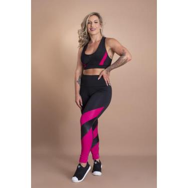 Imagem de Conjunto Feminino Fitness Calça Legging Cintura Alta E Top Nadador Tel