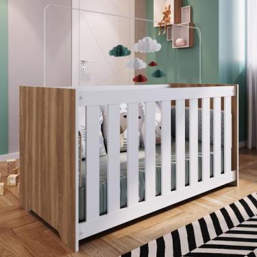 Imagem de Berço Aconchego Nogal Manchester/Branco - Completa Móveis, Marrom, 23,