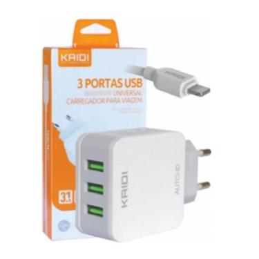 Imagem de Carregador Para Celular Ligthting 3 Usb 3.1 Cabo De Dados - A.R Varied