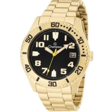 Imagem de Relógio masc analógico em aço inox aro preto fundo azul Quartz-Masculino