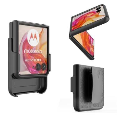 Imagem de Ailiber Capa para Motorola Razr 2024 Plus com clipe de cinto, coldre Razr 50 Ultra, suporte giratório, capa fina à prova de choque para celular para Moto Razr 2024+ - preta