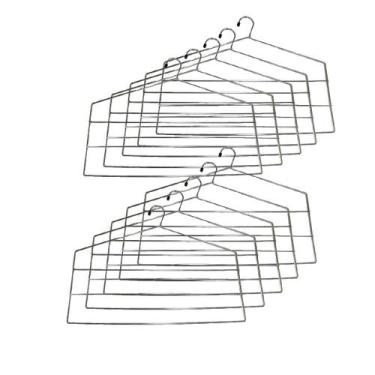 Imagem de Kit 10 Cabides Para Calças Triplo Organizador Reforçado Aço Cromado - 