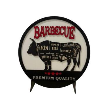Imagem de Placa Decorativa MDF Cantinho do Churrasco Carnes e Cortes Barbecue Am