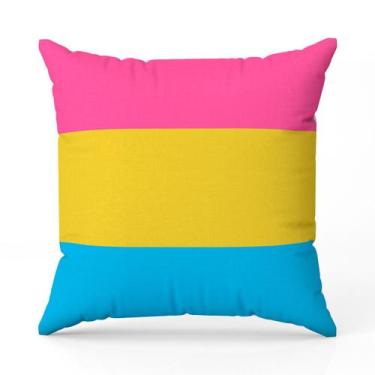 Imagem de Almofada Avulsa Cheia Estampada Bandeiras LGBT Cores 45cm x 45cm com R