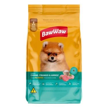 Imagem de Ração Baw Waw Cão Filhote Raça Pequena Carne Frango e Arroz 5kg