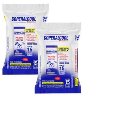 Imagem de Kit 2 Toalhetes Coperalcool Álcool 70 Clássico pacote 15un