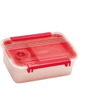 Imagem de Marmita Pote Microondas Bpa Free Válvula Trava Bandeja 800Ml - Nitron