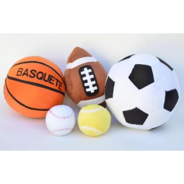Imagem de Kit de bolas de pelúcia 5 peças futebol basquete beisebol f. americana