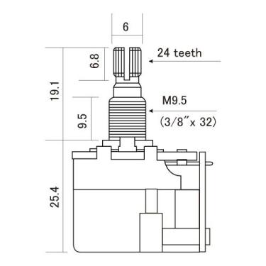 Imagem de Potenciômetro A250K Push-Pull DPDT Instrumentos CTS-A250-PP