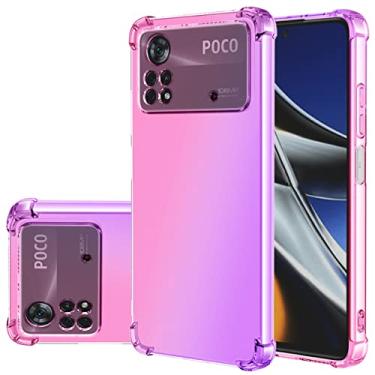 Imagem de Gufuwo Capa para Poco X4 Pro 5G, 2201116PG Capa fofa para meninas e mulheres, capa protetora de TPU macio antiarranhões gradiente à prova de choque para Xiaomi Poco X4 Pro 5G (rosa)
