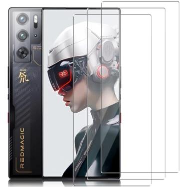 Imagem de U. EHome (Pacote com 3) para ZTE Nubia Red Magic 9 Pro/9s Pro/9 Pro Plus, película de vidro temperado, rigidez 9H, antiarranhões, compatível com capas, sem bolhas, transparente HD