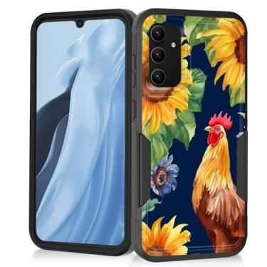 Imagem de Vobber Capa para Galaxy S24 FE, capa protetora resistente à prova de choque resistente à prova de choque para Samsung Galaxy S24 FE de 6,7 polegadas 2024, frango e girassol