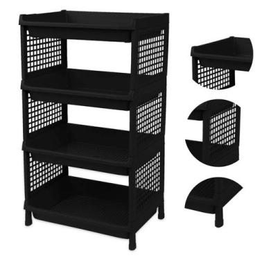 Imagem de Prateleira Estante De Plástico 4 Andares Multiuso Desmontável 40x28x70