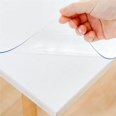 Imagem de Eisdroma Protetor de mesa transparente de 81 x 132 cm, protetor de mesa transparente para mesa de sala de jantar, capa de mesa de plástico de 1,5 mm, almofada de mesa impermeável para cozinha,
