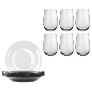 Imagem de Jogo 6 Pratos Fundos Astral + 6 Copos Dubai 480ml Conjunto - Nadir Fig