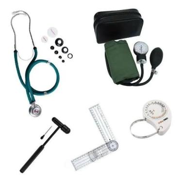 Imagem de Kit Fisioterapia Com Esfigmo Esteto Martelo Trena Goniometro - Premium