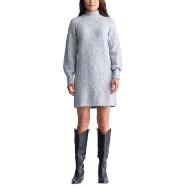 Imagem de Buffalo David Bitton Vestido feminino Levelle com gola rolê, Cinza-claro mesclado, M