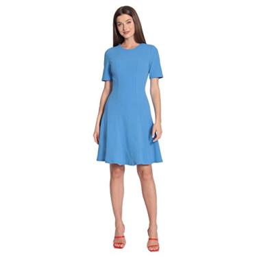 Imagem de Maggy London Vestido feminino de crepe com ajuste de manga curta e flare, Campanula, 40