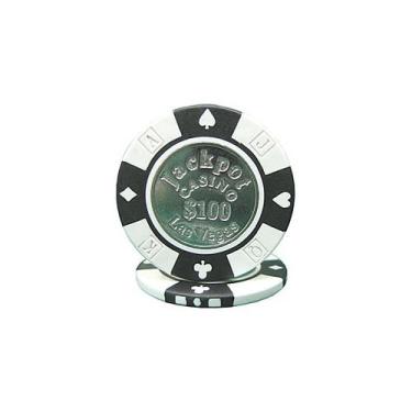 Imagem de Trademark Poker Fichas de pôquer de 100 dólares incrustadas com moeda Jackpot (conjunto de 50), 12,2 g