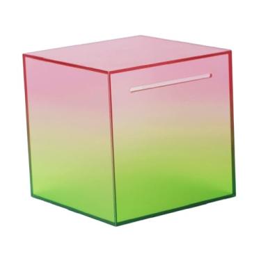 Imagem de ＫＬＫＣＭＳ Cofrinho seguro acrílico caixa de poupança de dinheiro presente de aniversário multiuso poupança jar ponta caixa para adultos crianças meninas meninos, 15x15x15cm