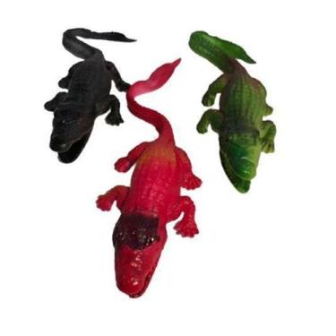 Imagem de Brinquedo Infantil Animal Realista Emborrachado Jacaré 15Cm - Toyking