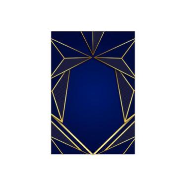 Imagem de Painel De Festa Vertical 1,50 x 2,20 - Azul Geométrico Dourado 022 - V