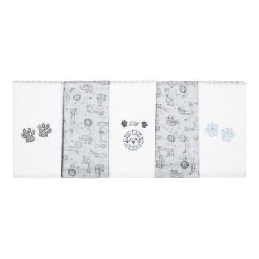 Imagem de Kit 5 Fraldas Papi 70x68cm Bordada e Estampada Selva Neutro, Cinza, Ún
