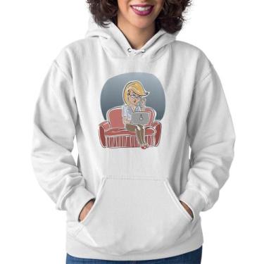 Imagem de Moletom Feminino Home Office - Foca na Moda, Branco, M