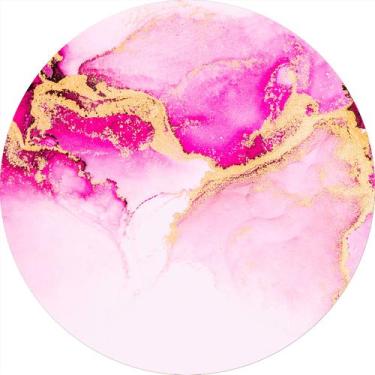 Imagem de Painel De Festa Redondo 1,50x1,50 - Efeito Marmorizado Pink com Dourad