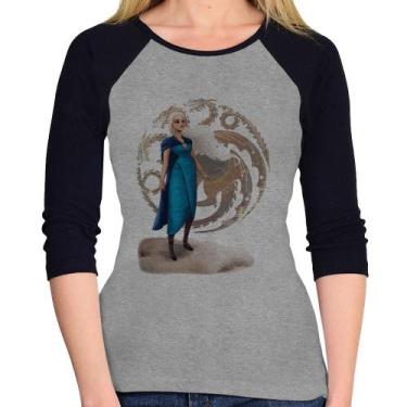 Imagem de Baby Look Raglan Daenerys Targaryen Art Manga 3/4 - Foca na Moda, Cinz