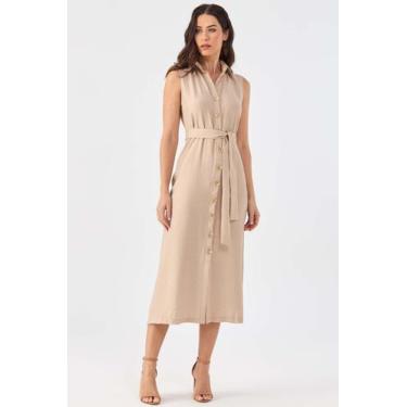 Imagem de Vestido Chemise Midi PKS Viscose Bege, M