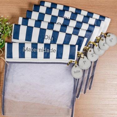 Imagem de Kit Saquinho Maternidade Listrado Marinho 4 Peças - Talismã