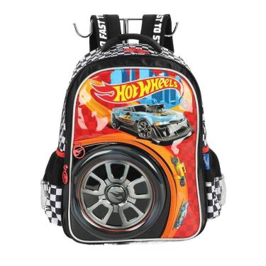 Imagem de Mochila de Costas Luxcel Hotwheels Jacquard Preto
