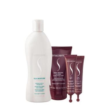 Imagem de Kit Senscience Silk Moisture Intensif CPR Shampoo Máscara Ampola (4 pr