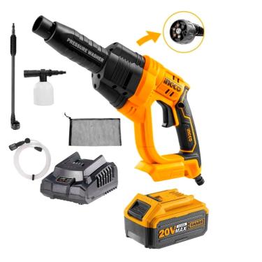 Imagem de Lavadora Jato De Alta Pressão Ingco A Bateria de 4.0a 20v C/ Acessórios